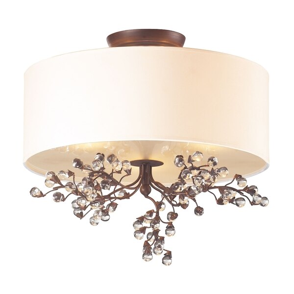 Winterberry 3-Lght Semi Flush in Darkwood w/Shade & Glass Balls, Elk Lighting, Mfr#: 20089/3